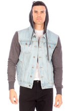 Cargar imagen en el visor de la galería, DENIM JACKET WITH HOOD - LIGHT   BLUE
