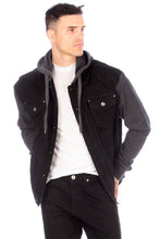 Cargar imagen en el visor de la galería, DENIM JACKET WITH HOOD - BLACK
