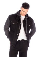 Cargar imagen en el visor de la galería, DENIM JACKET WITH HOOD - BLACK
