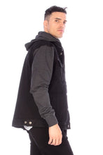 Cargar imagen en el visor de la galería, DENIM JACKET WITH HOOD - BLACK
