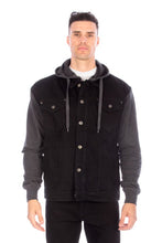 Cargar imagen en el visor de la galería, DENIM JACKET WITH HOOD - BLACK
