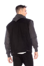 Cargar imagen en el visor de la galería, DENIM JACKET WITH HOOD - BLACK
