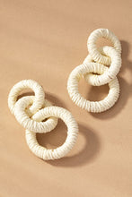 Load image into Gallery viewer, Hemp rope wrapped chunky wood hoop earrings
