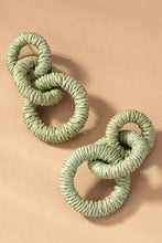 Load image into Gallery viewer, Hemp rope wrapped chunky wood hoop earrings
