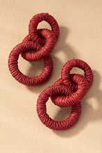 Load image into Gallery viewer, Hemp rope wrapped chunky wood hoop earrings
