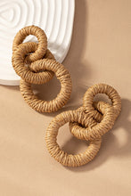 Cargar imagen en el visor de la galería, Hemp rope wrapped chunky wood hoop earrings
