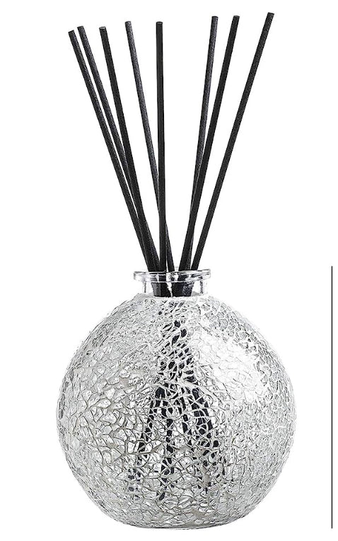 12 Ounce Clear Mosaic Glass Diffuser Bottles with Reed Fiber Sticks, Bottle Size:4.1X4.3 inch