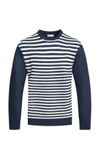 Cargar imagen en el visor de la galería, KNITTED ROUND NECK STRIPED SWEATER
