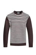 Cargar imagen en el visor de la galería, KNITTED ROUND NECK STRIPED SWEATER
