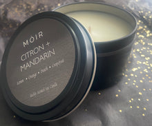 Load image into Gallery viewer, Citron + Mandarin 8 oz Candle Travel Tin
